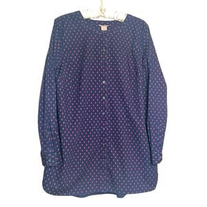 Duluth Trading Co Women's Size L Button-Up Shirt Cotton Blend Pink Pineapple